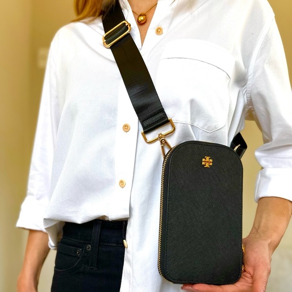 Tory Burch Handbags - NEW Tory Burch bag crossbody black leather gold-tone hardware 2 straps NWT